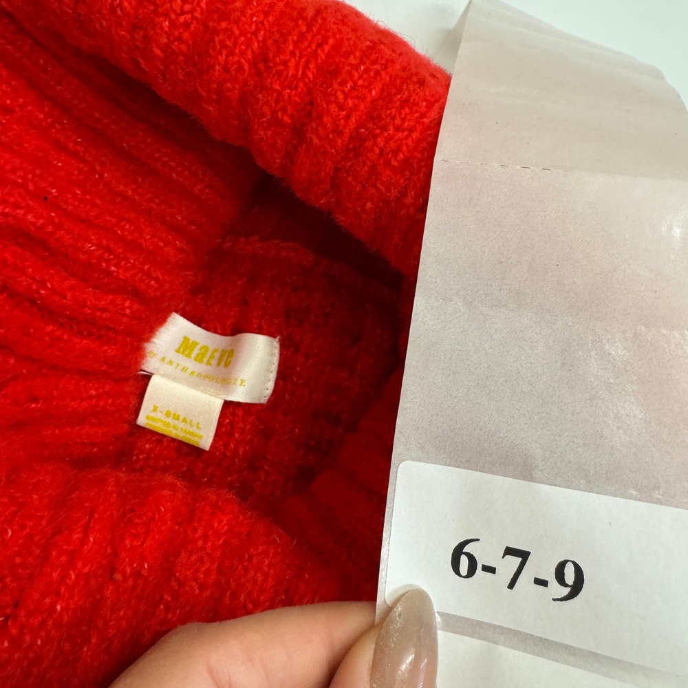 Maeve Anthropologie Sweater Womens XS Red Ribbed‎ Cowl Neck OB1566252 - Picture 5 of 11